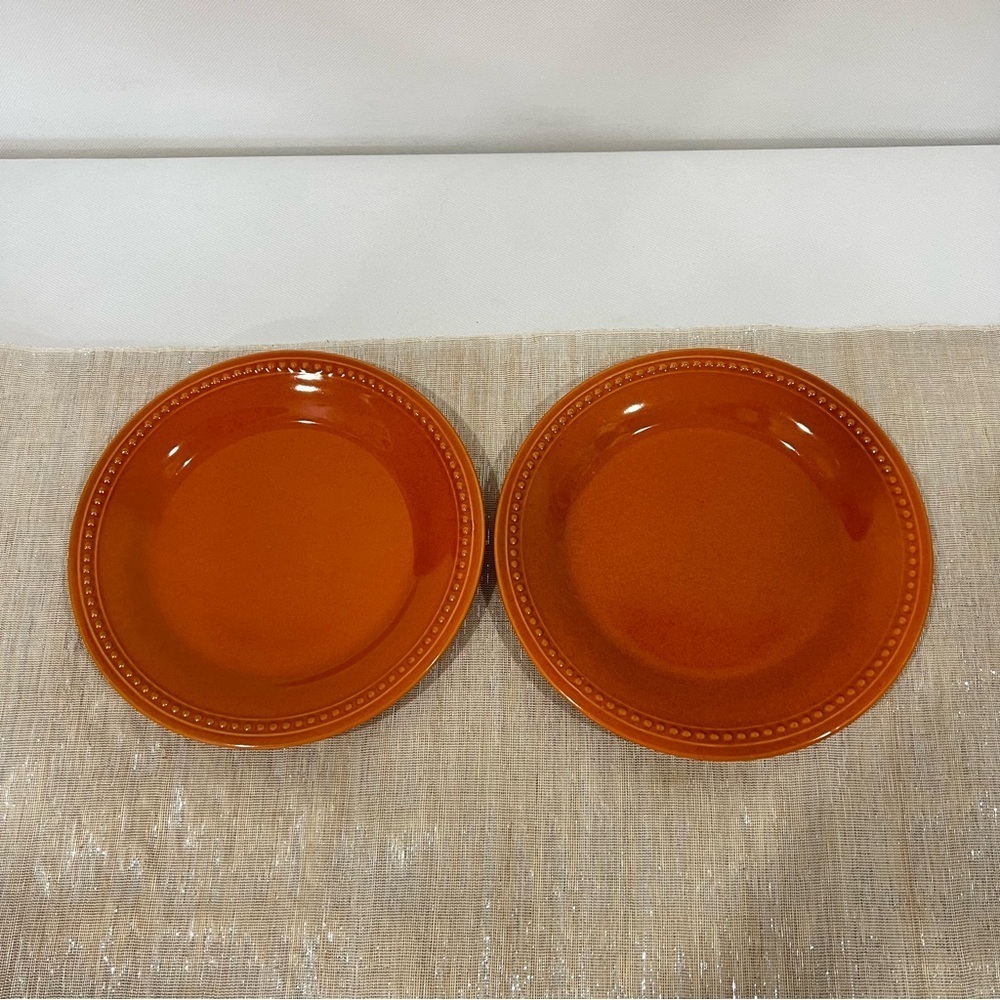 Pier 1 Imports Lot of 2 Salad Plates Nutmeg Stoneware Size 8.5" Glazed Glossy